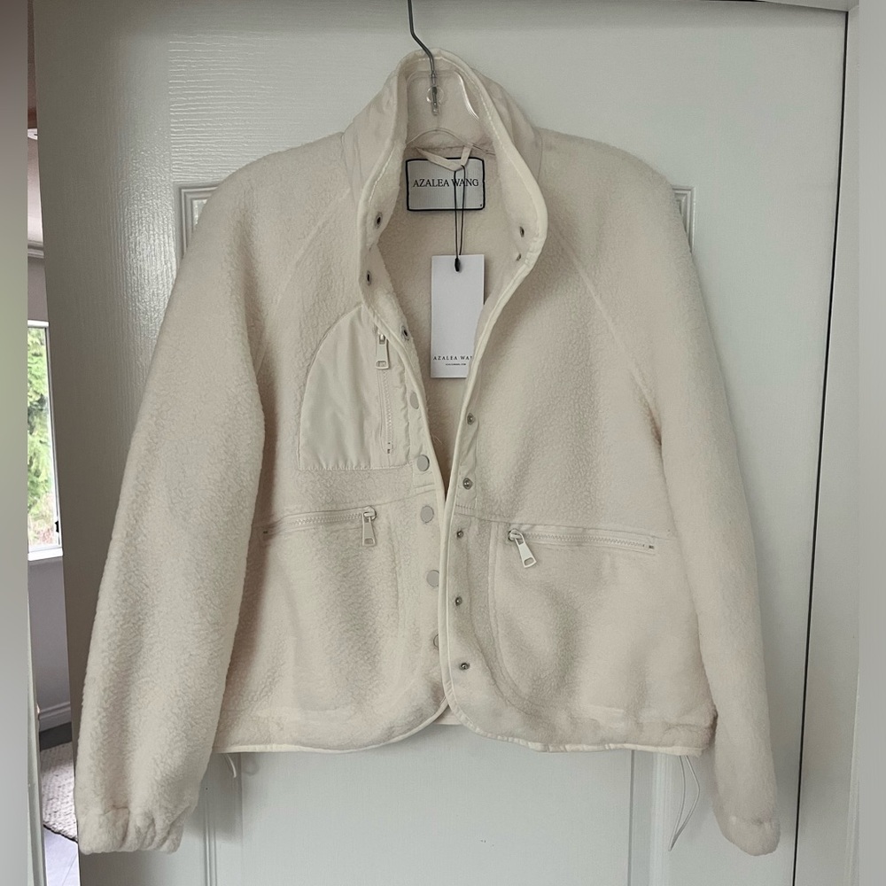 Azalea Wang Ivory Polar Sherpa Jacket Small NWT